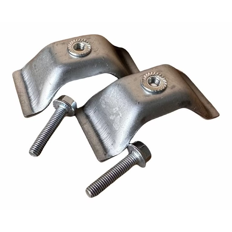 Two galvanised brace tensioners with hex bolts